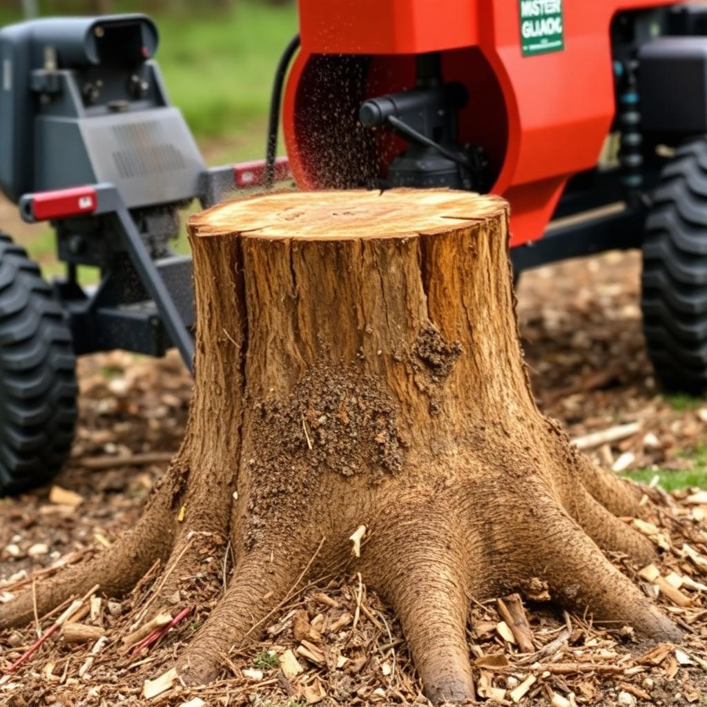 Tree stump being removed by professional stump grinder